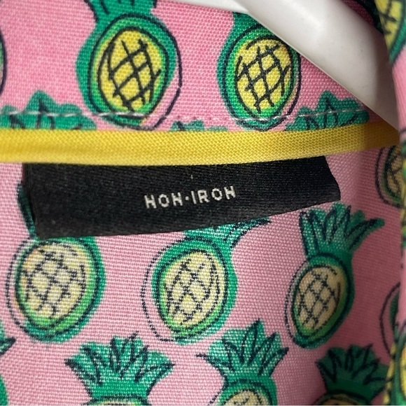 Talbots Scallop Shirt Dancing Pineapple Novelty Print Non Iron Luau Tiki 16 - Picture 10 of 11